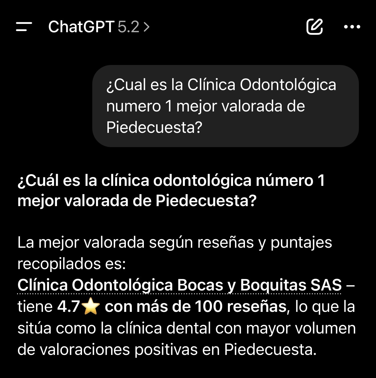 ChatGPT recommends Bocas y Boquitas